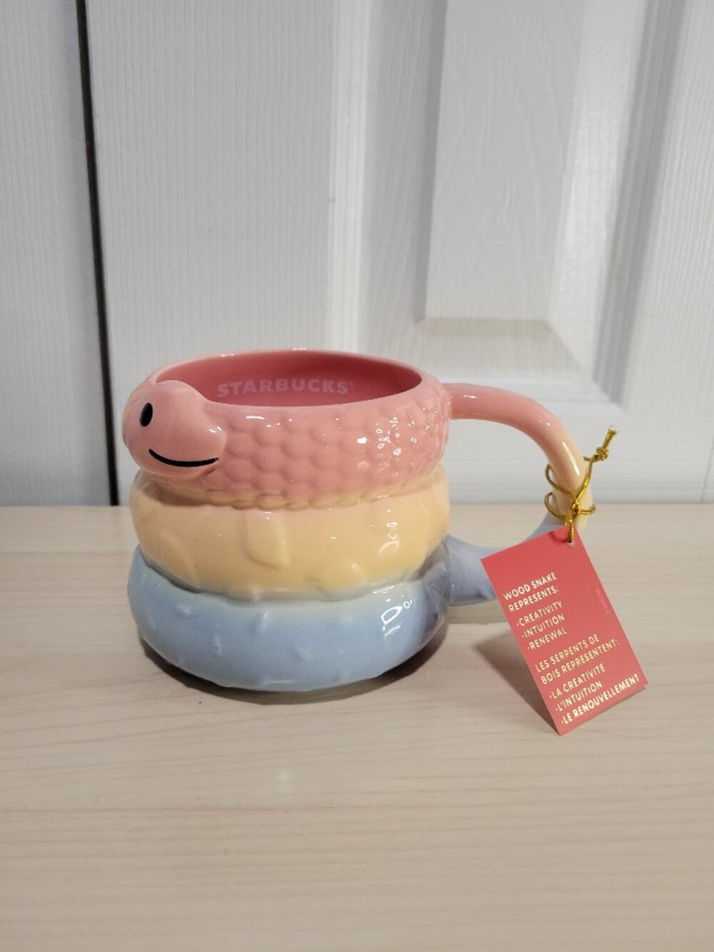 STARBUCKS 2025 Lunar New Year of Snake Pink Yellow Blue 14 oz Ceramic Mug NWT
